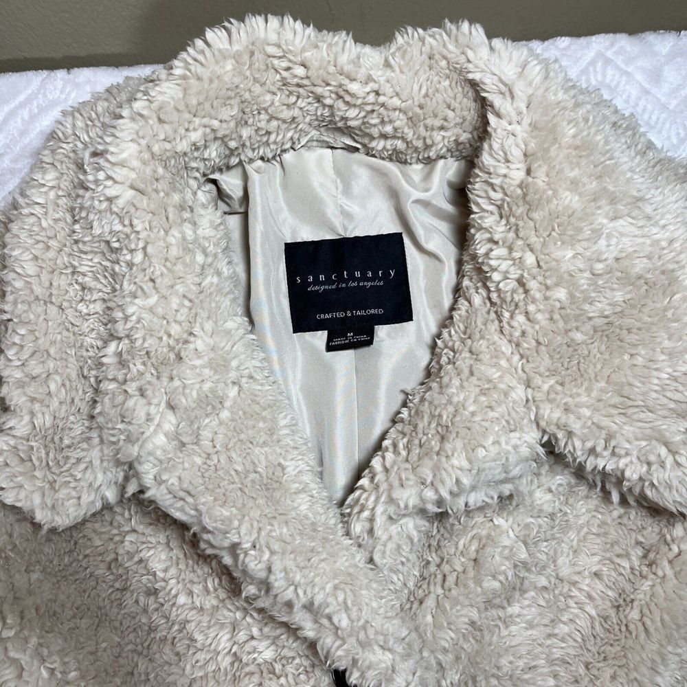 Sanctuary Sherpa Jacket Size M Teddy Bear Coat Beige Anthropologie - Picture 3 of 14
